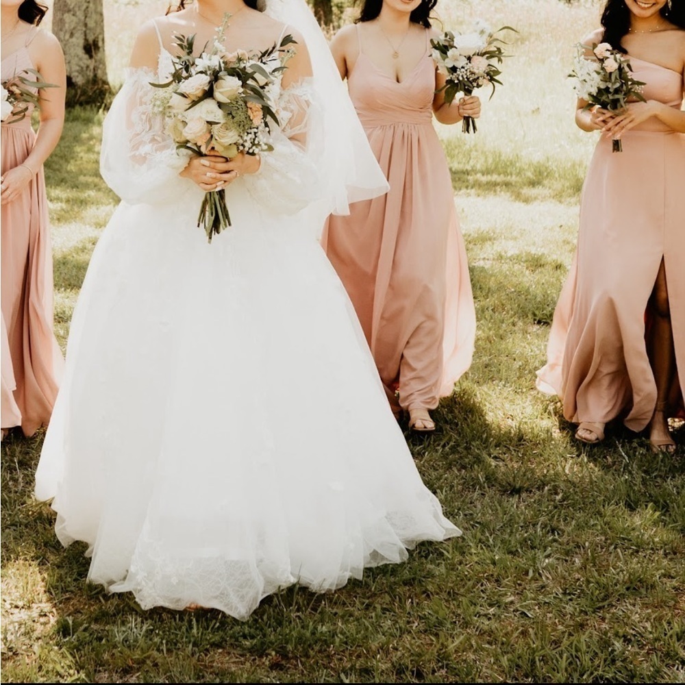 JJhouse dress A-line V-Neck Floor-Length Chiffon Bridesmaid Dress With Pleated - Picture 3 of 9